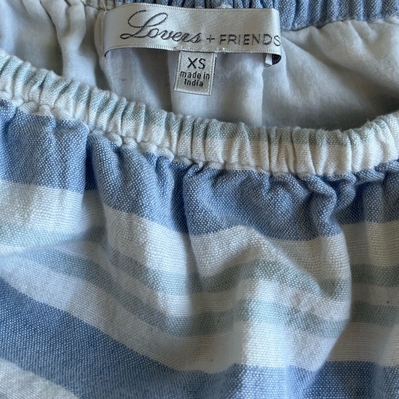 Lovers + Friends Dresses Mira Blue And White Striped Linen Dress Tulip Hem Midi - Picture 5 of 6